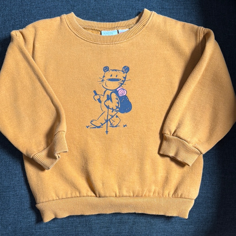 Zara Kids Mustard Sweatshirt with Bear Print